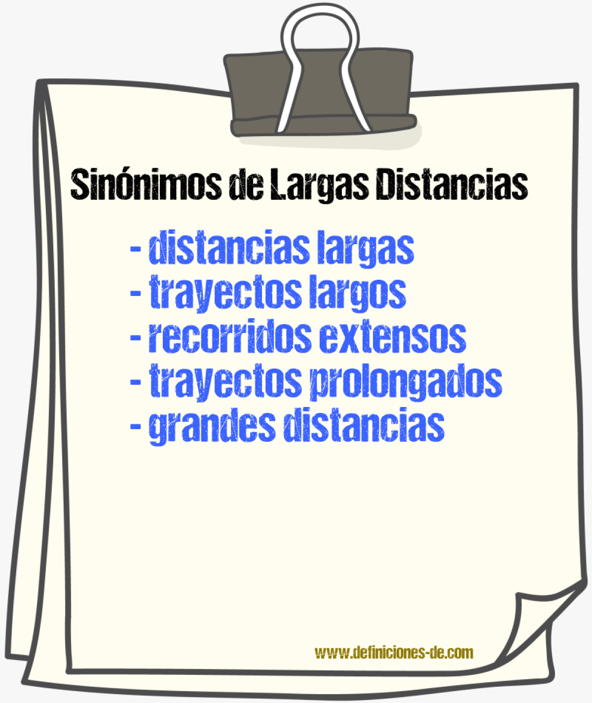 Sinónimos de largas distancias