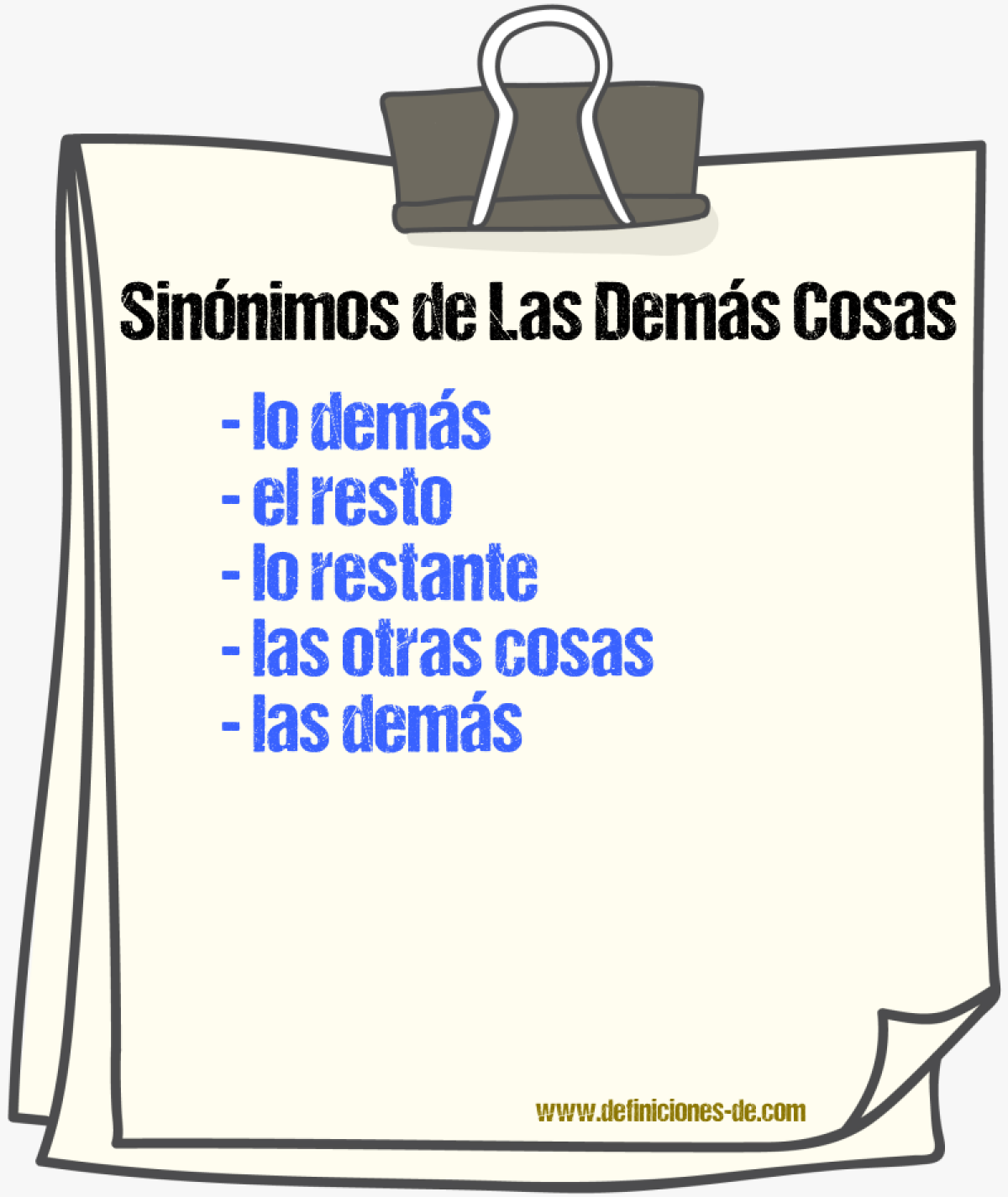 Sinónimos de las demás cosas