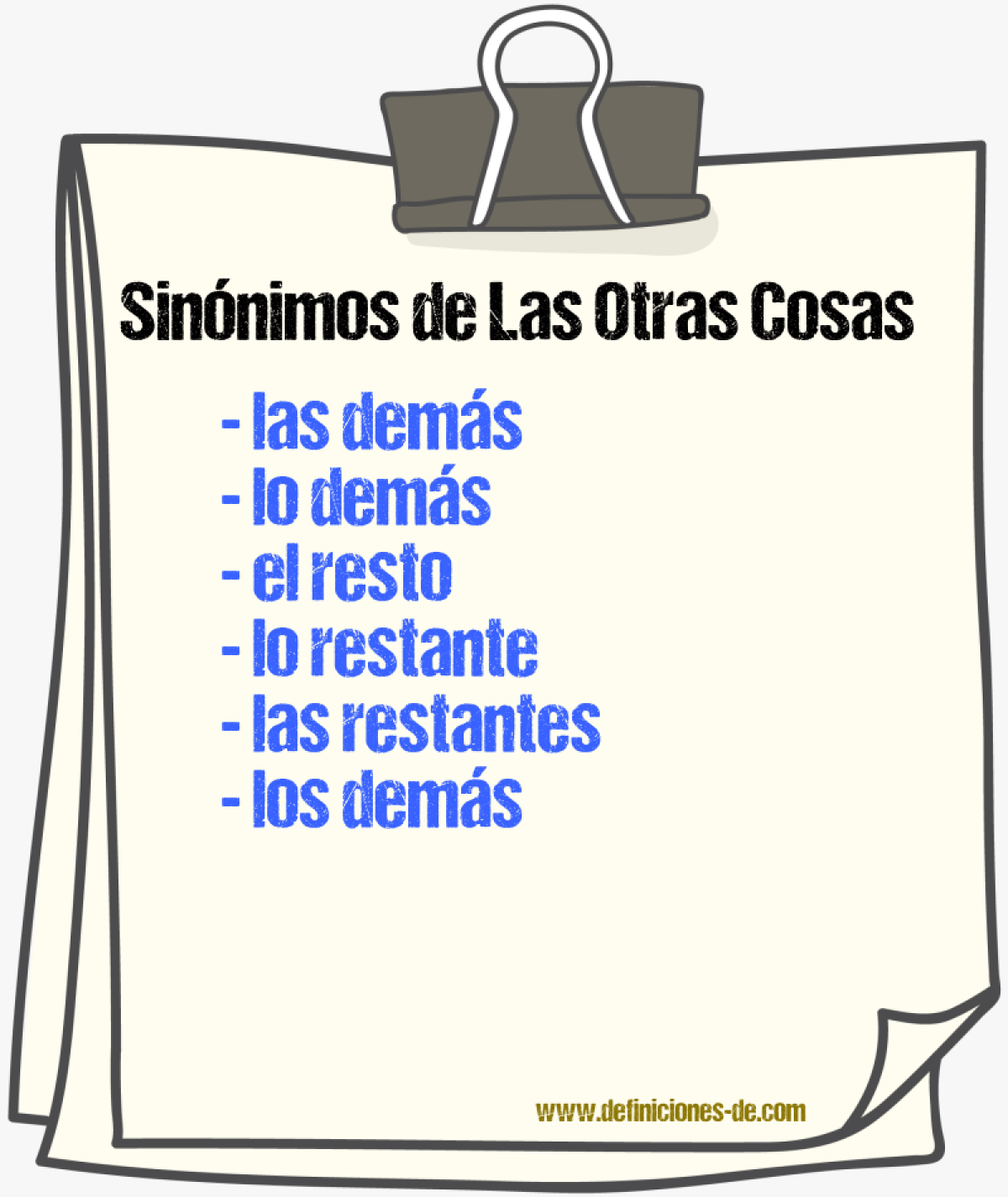 Sinónimos de las otras cosas