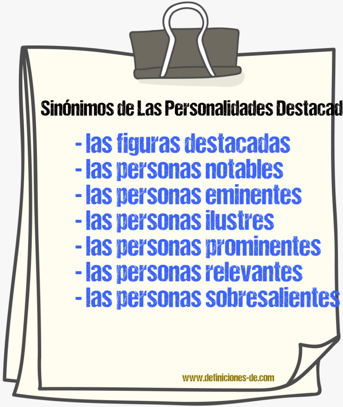 Sinónimos de las personalidades destacadas