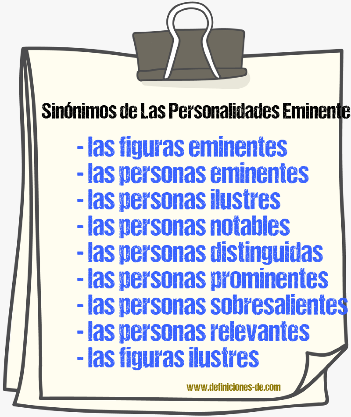 Sinónimos de las personalidades eminentes