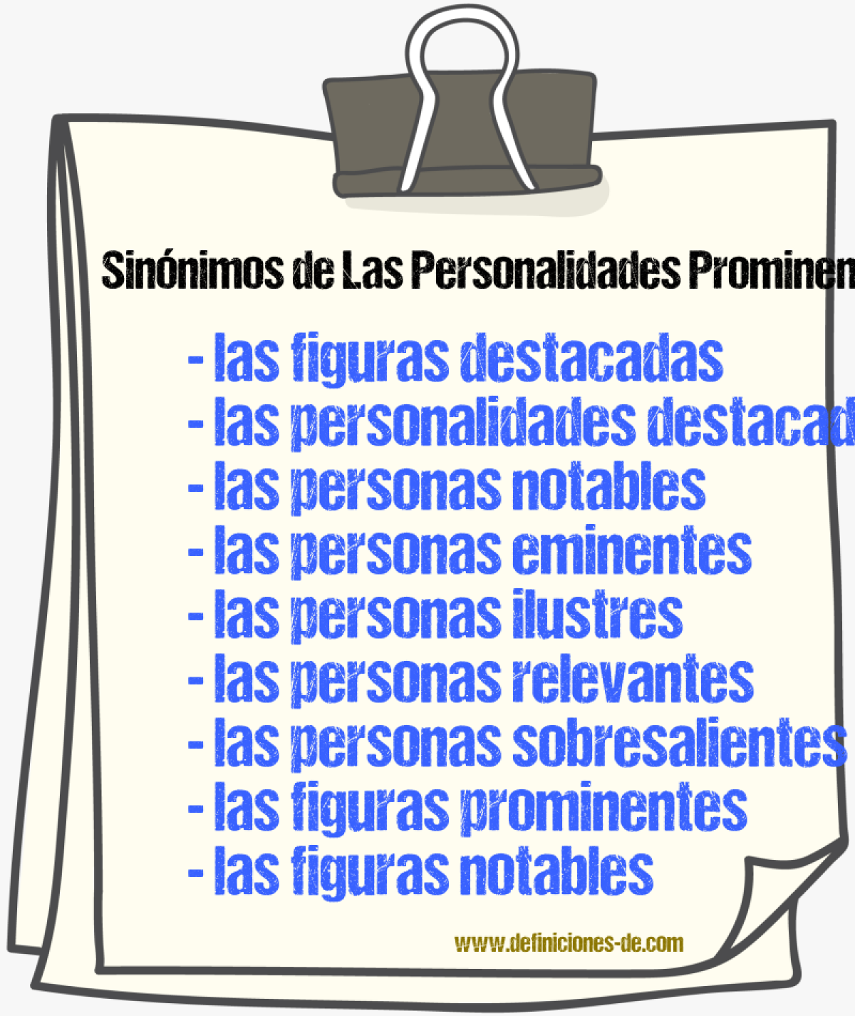 Sinónimos de las personalidades prominentes
