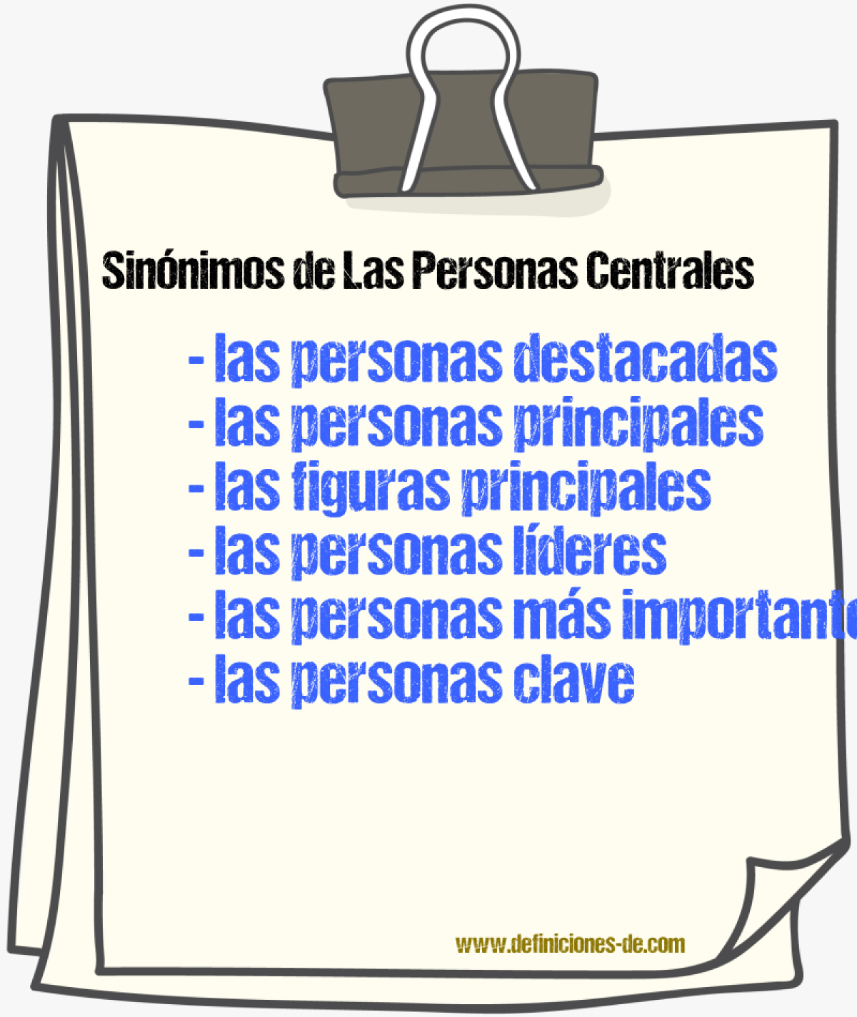 Sinónimos de las personas centrales