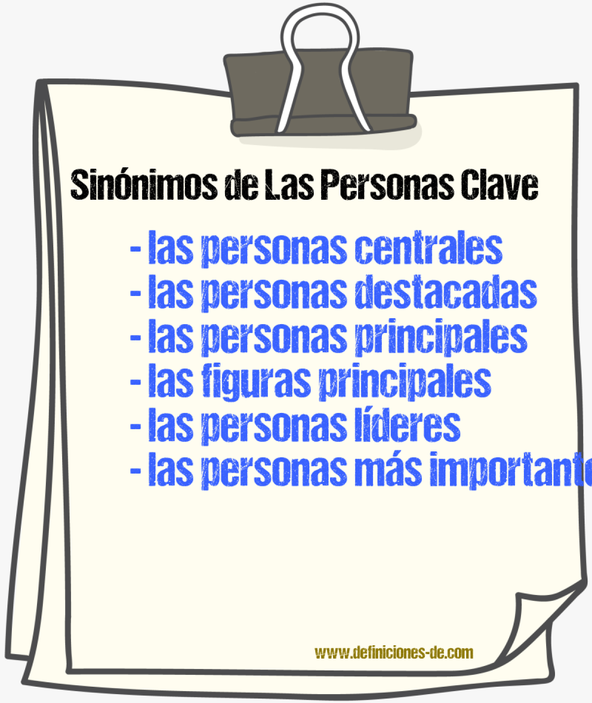 Sinónimos de las personas clave