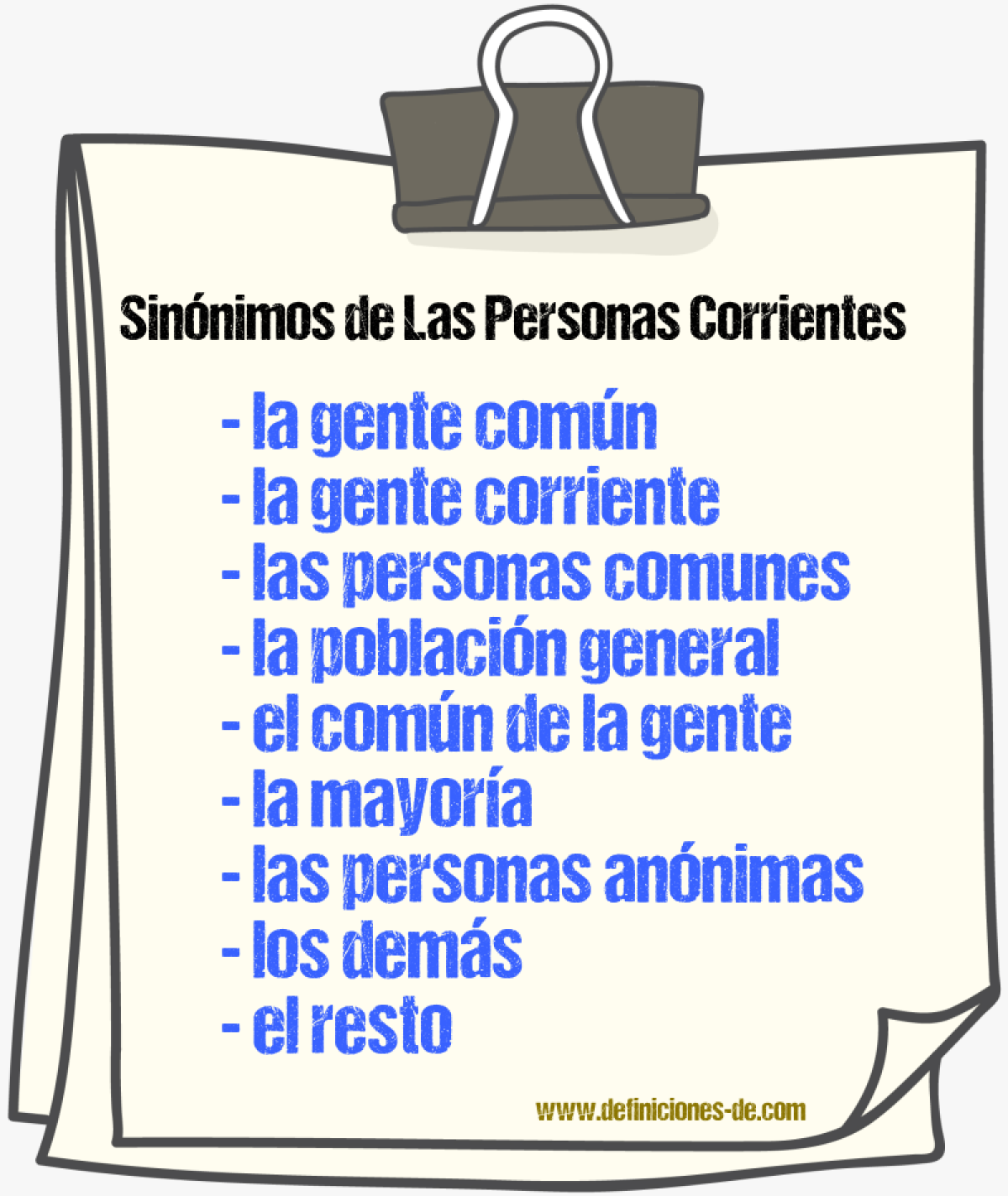 Sinónimos de las personas corrientes