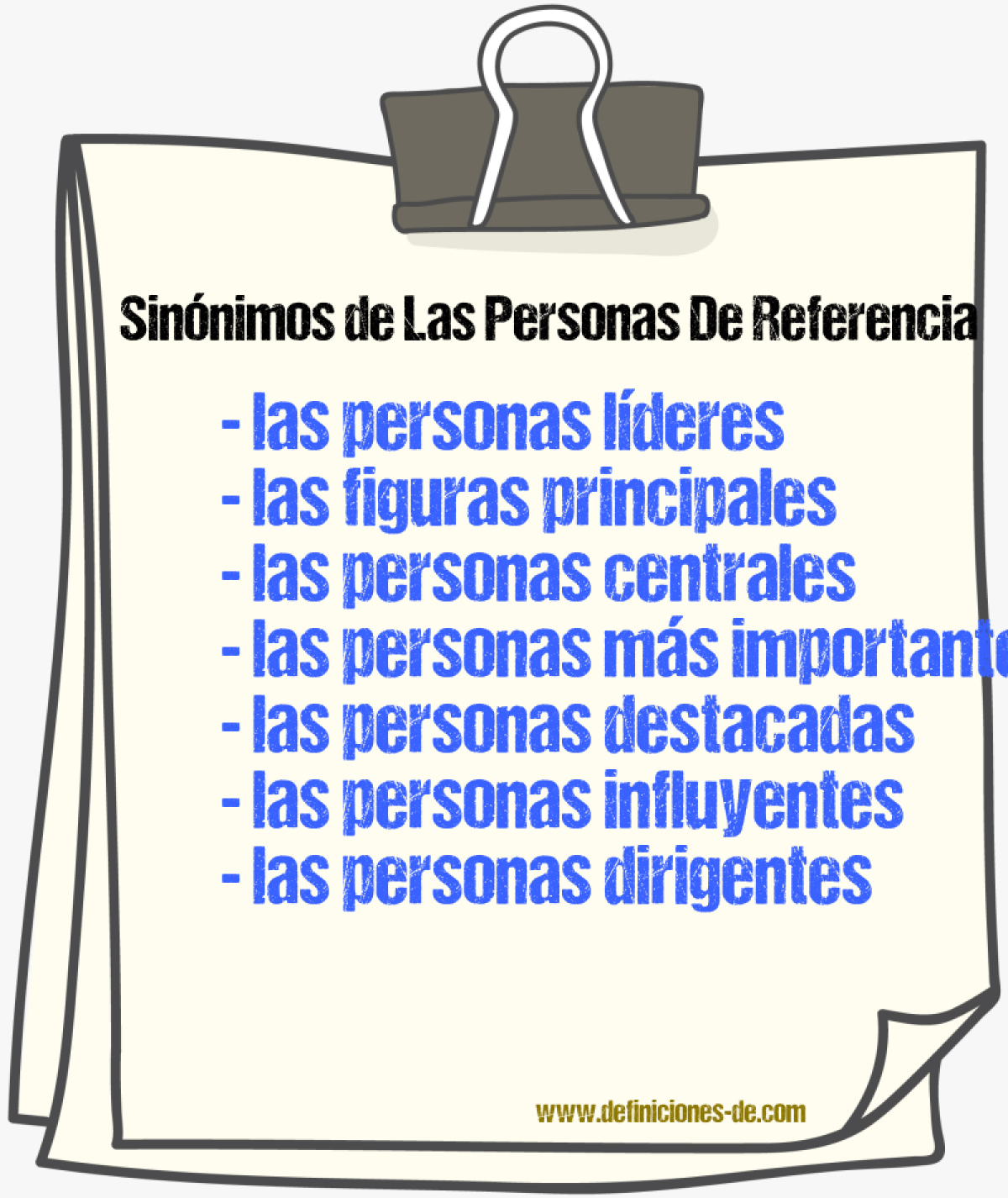 Sinónimos de las personas de referencia
