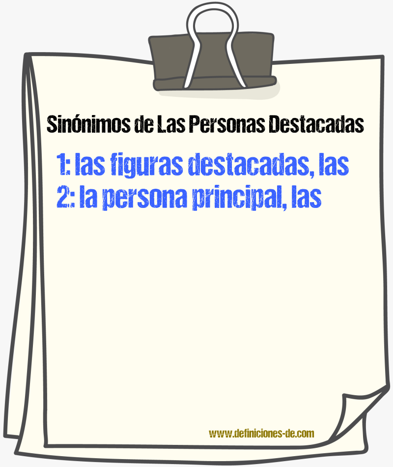 Sinónimos de las personas destacadas