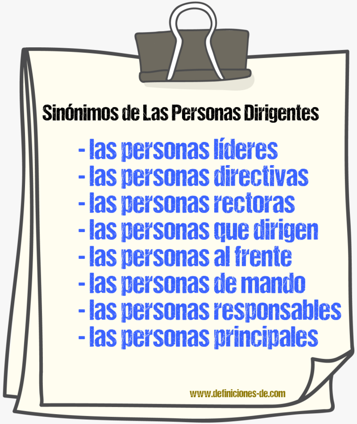 Sinónimos de las personas dirigentes