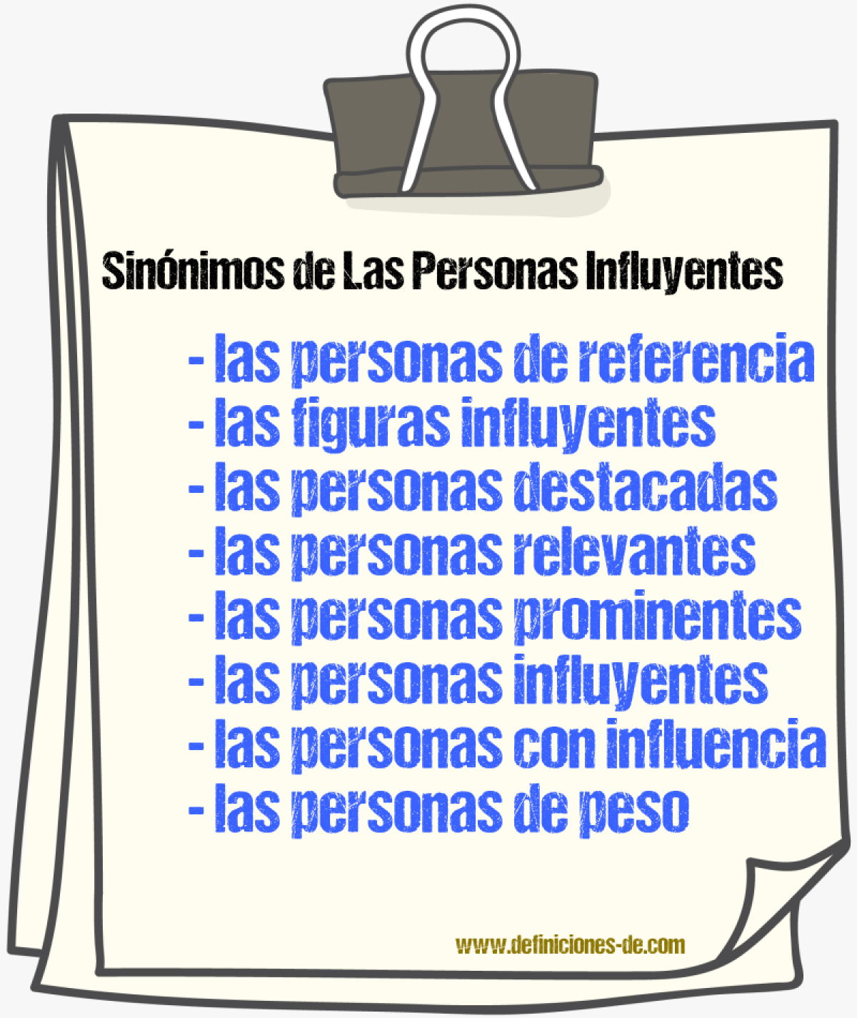 Sinónimos de las personas influyentes