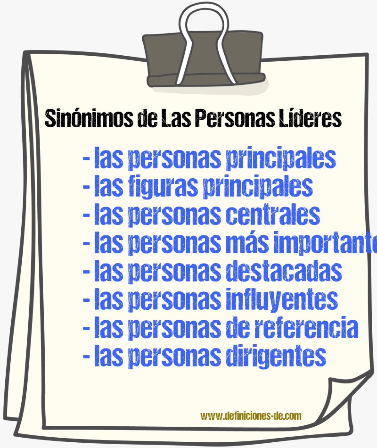 Sinónimos de las personas líderes