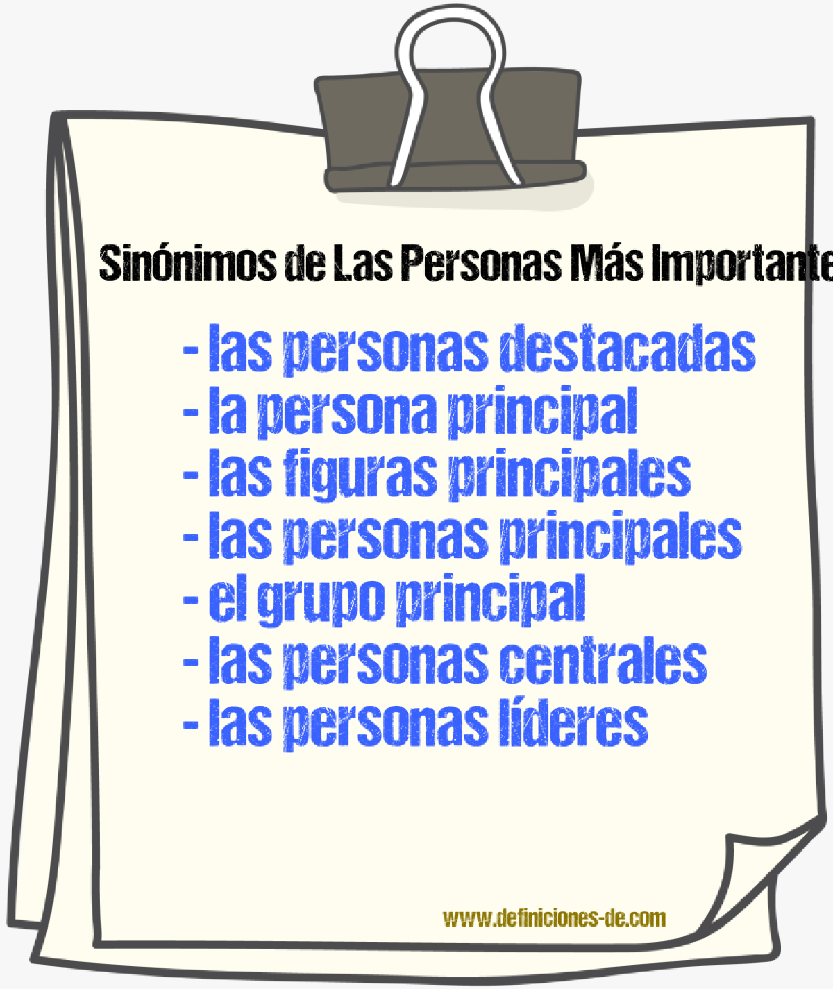 Sinónimos de las personas más importantes