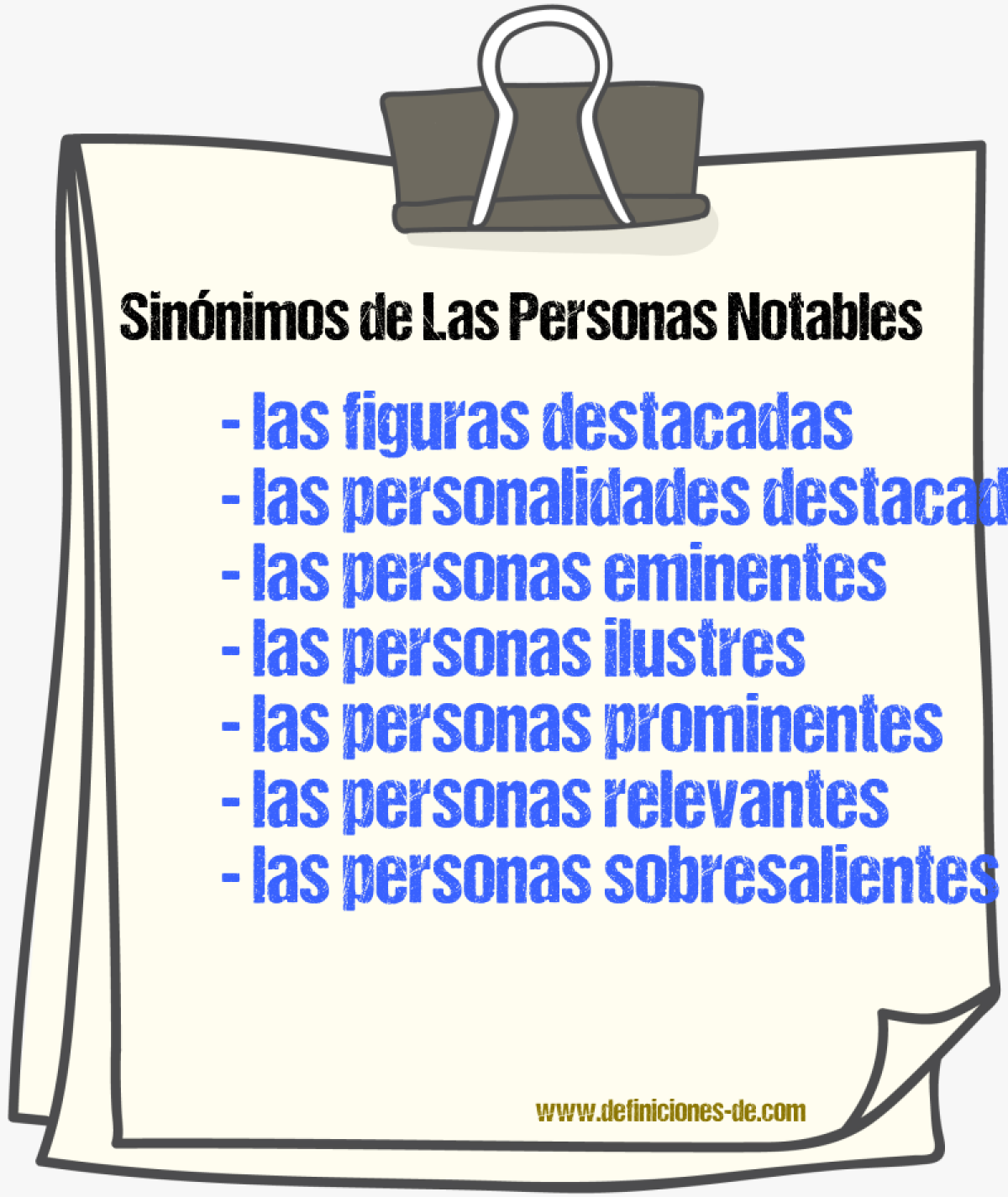 Sinónimos de las personas notables