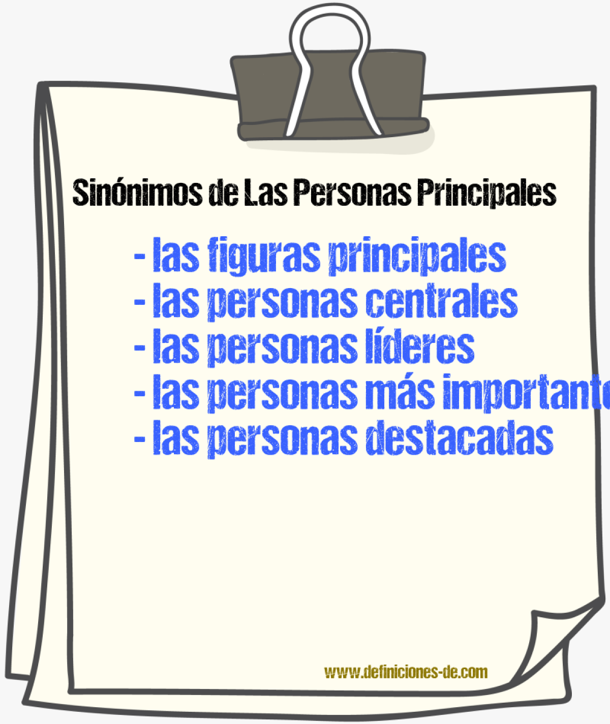 Sinónimos de las personas principales