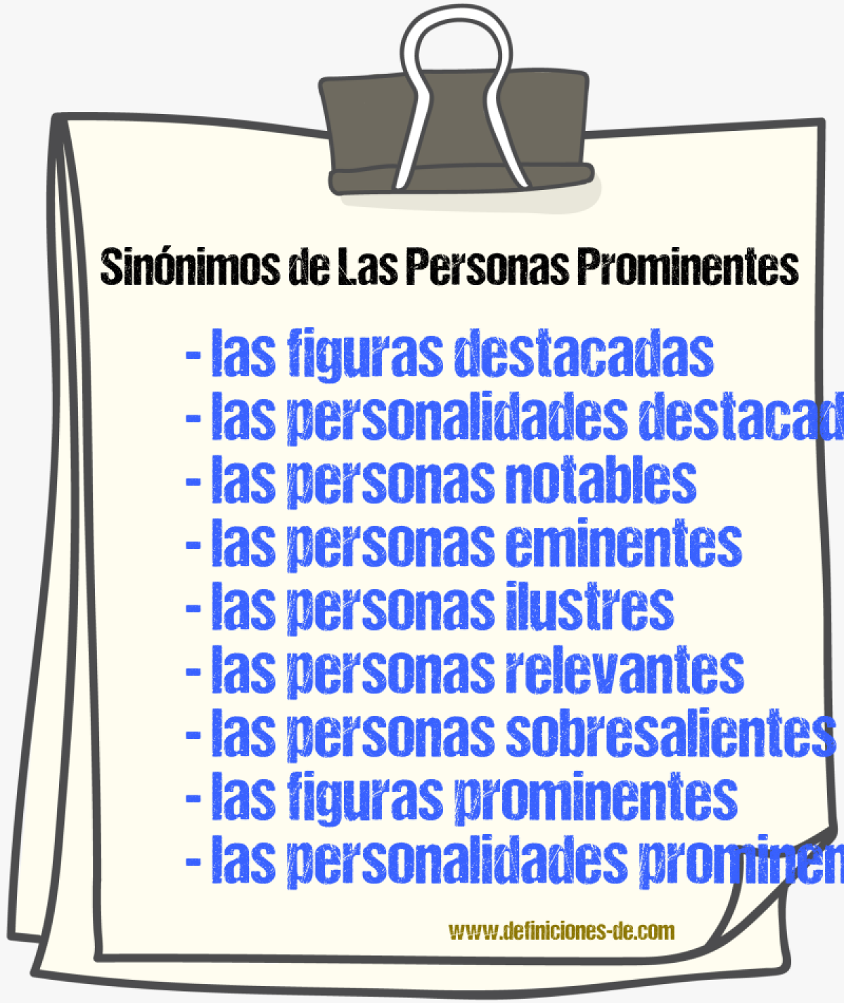 Sinónimos de las personas prominentes