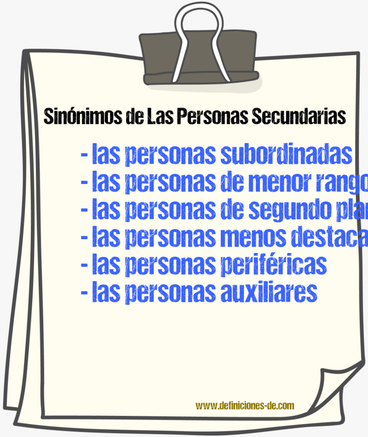 Sinónimos de las personas secundarias