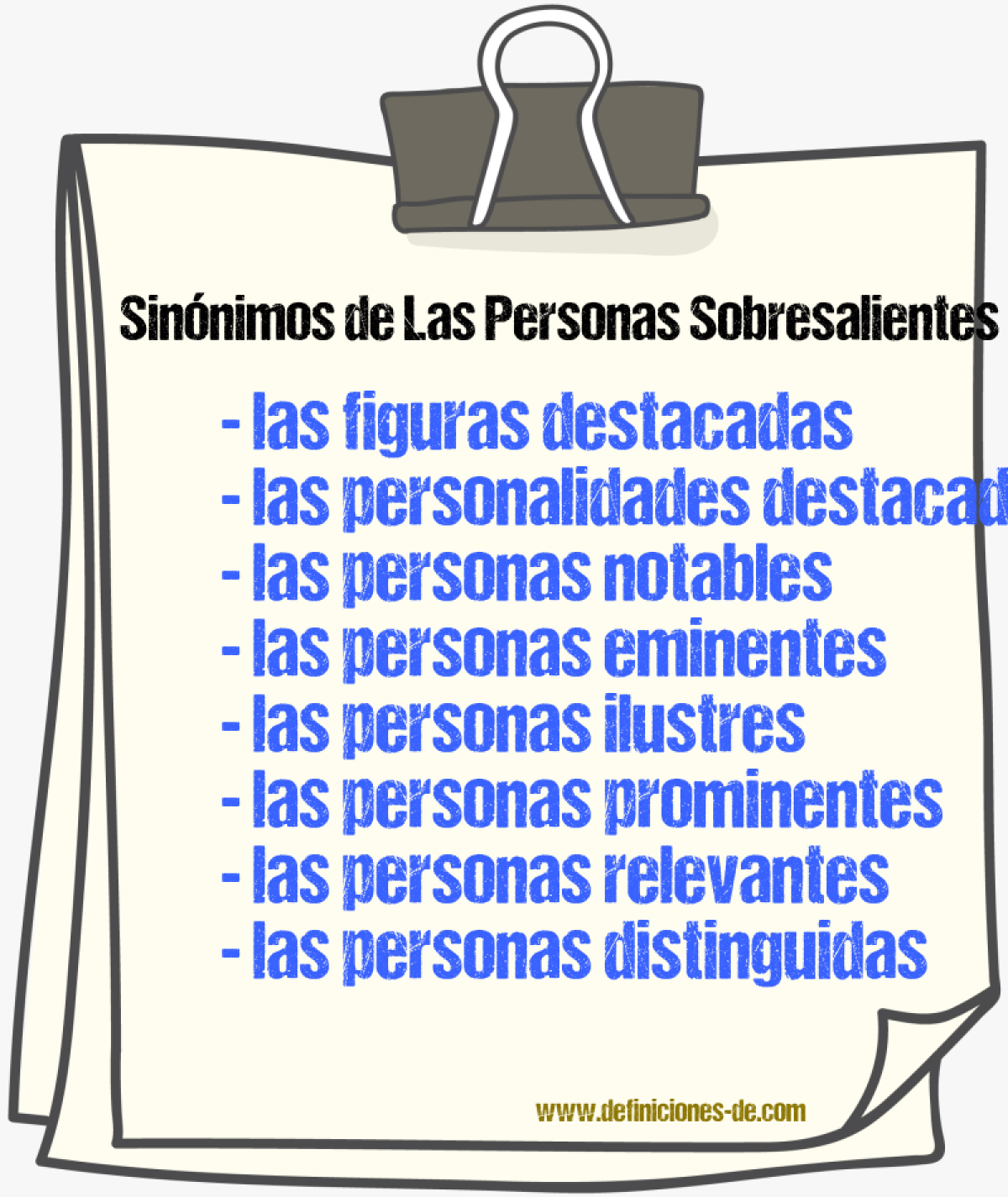Sinónimos de las personas sobresalientes