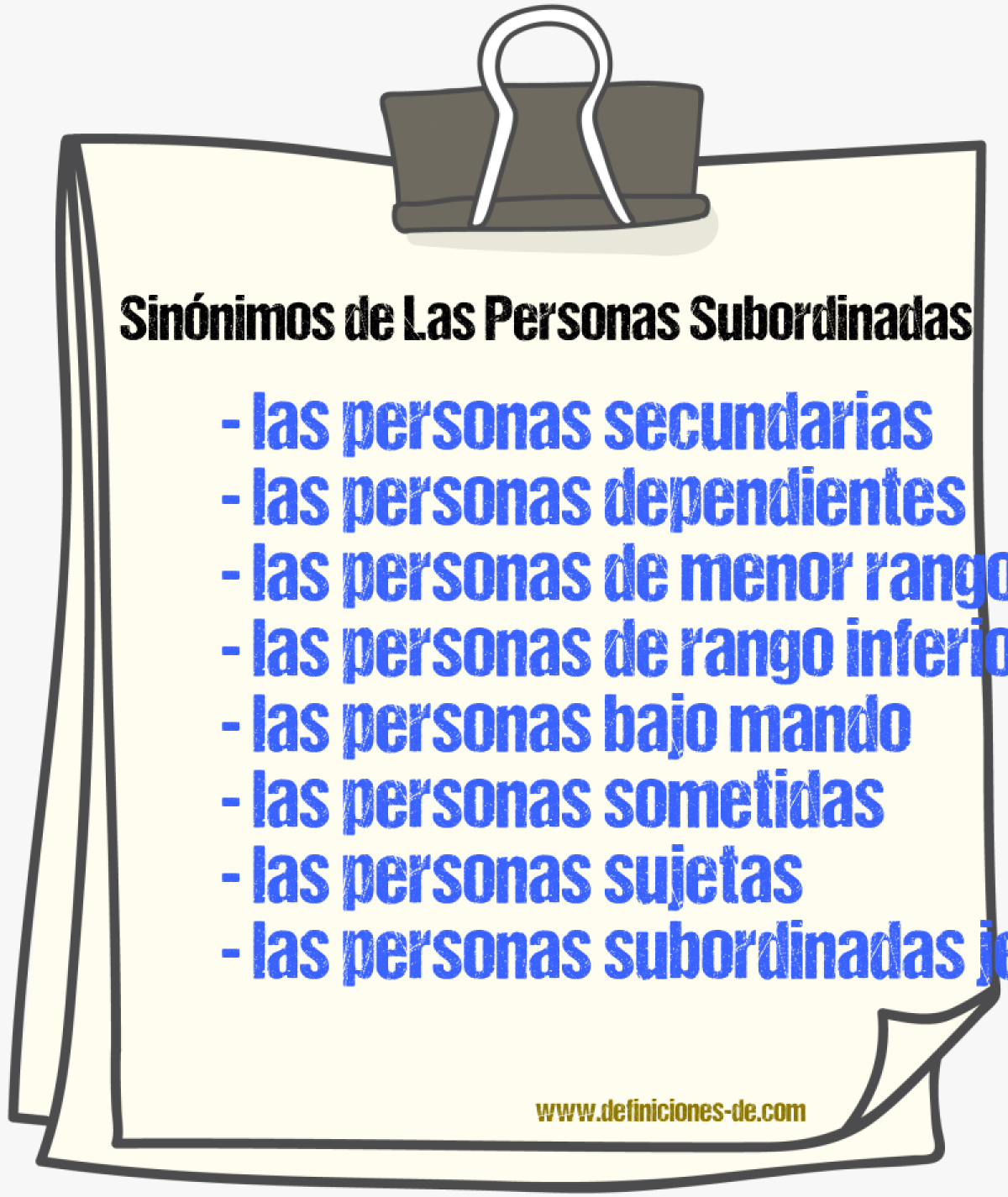 Sinónimos de las personas subordinadas