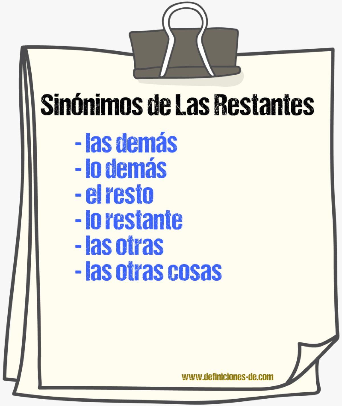 Sinónimos de las restantes