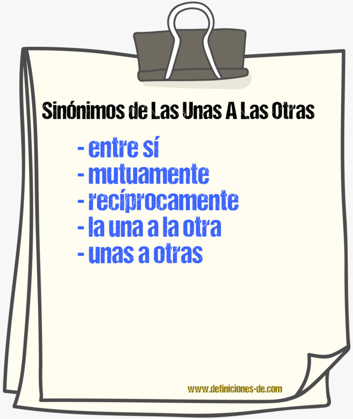 Sinónimos de las unas a las otras