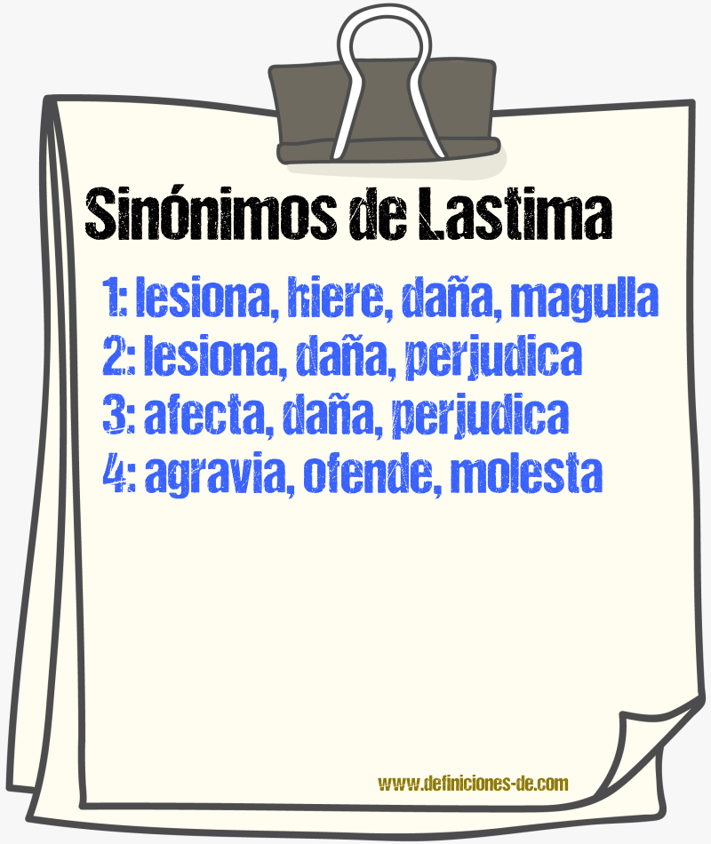 Sinónimos de lastima