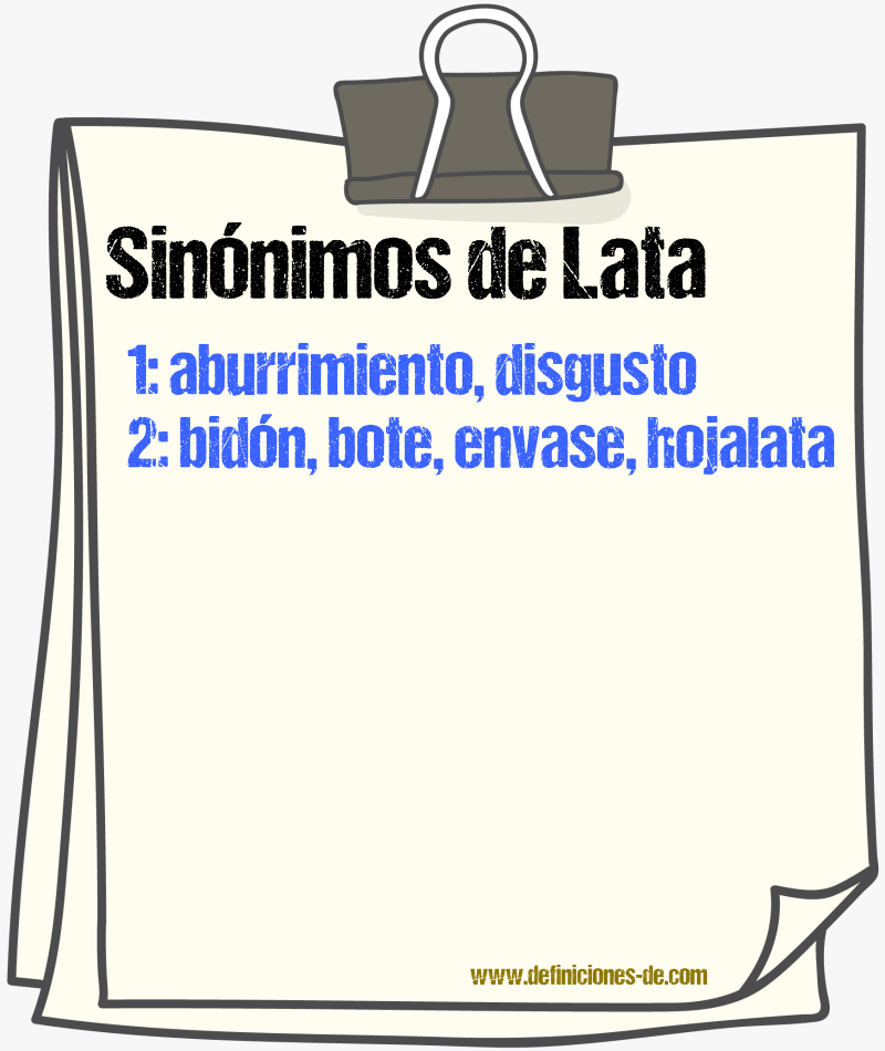 Sinnimos de lata