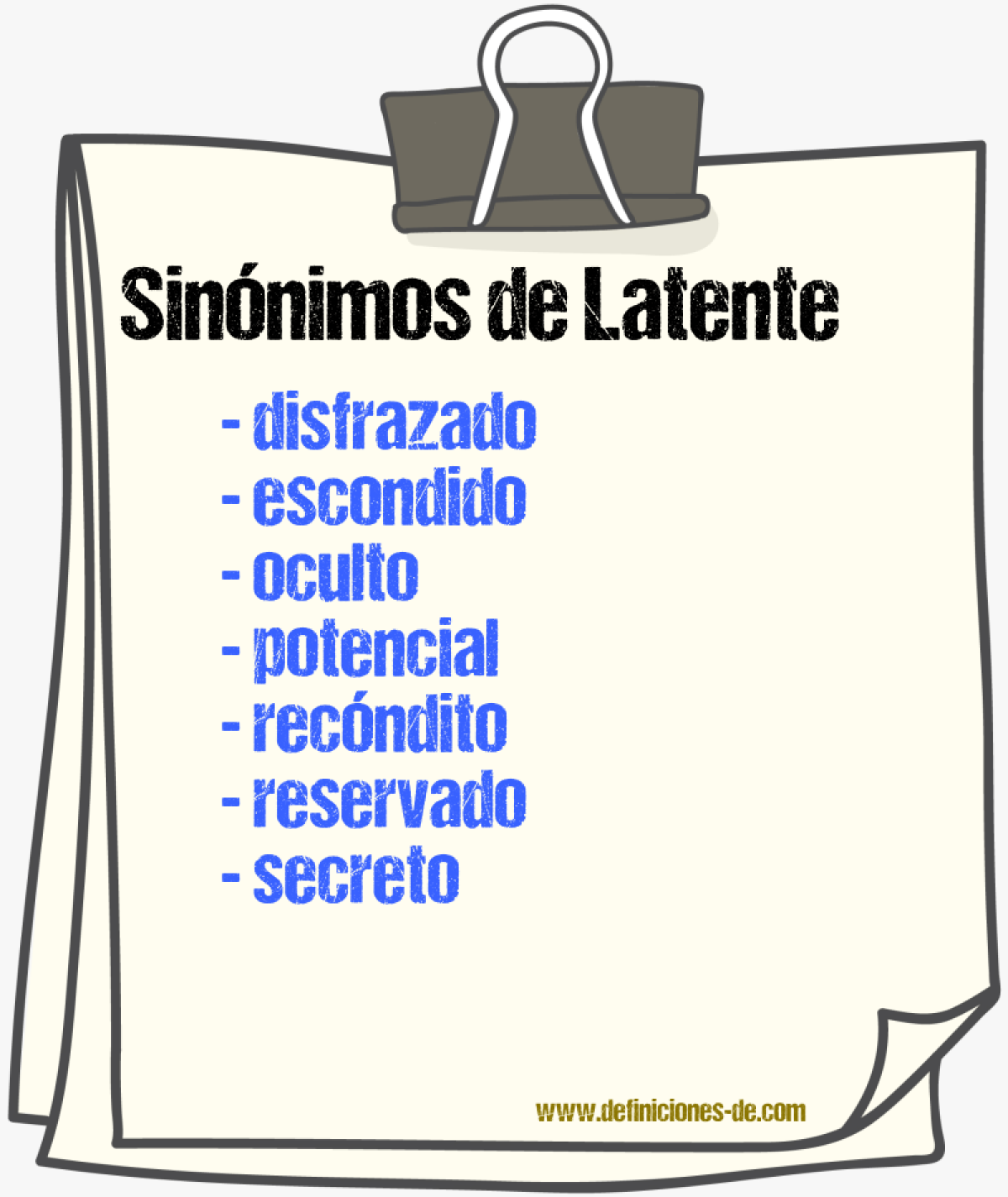 Sinnimos de latente