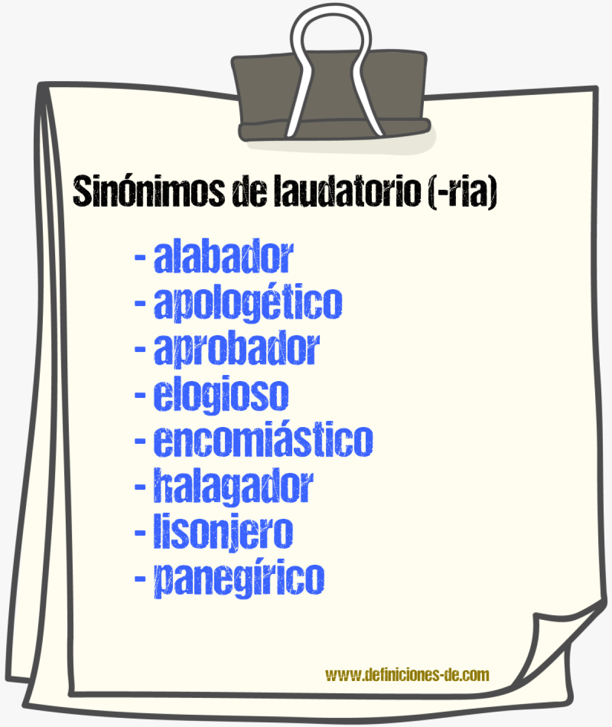 Sinnimos de laudatorio