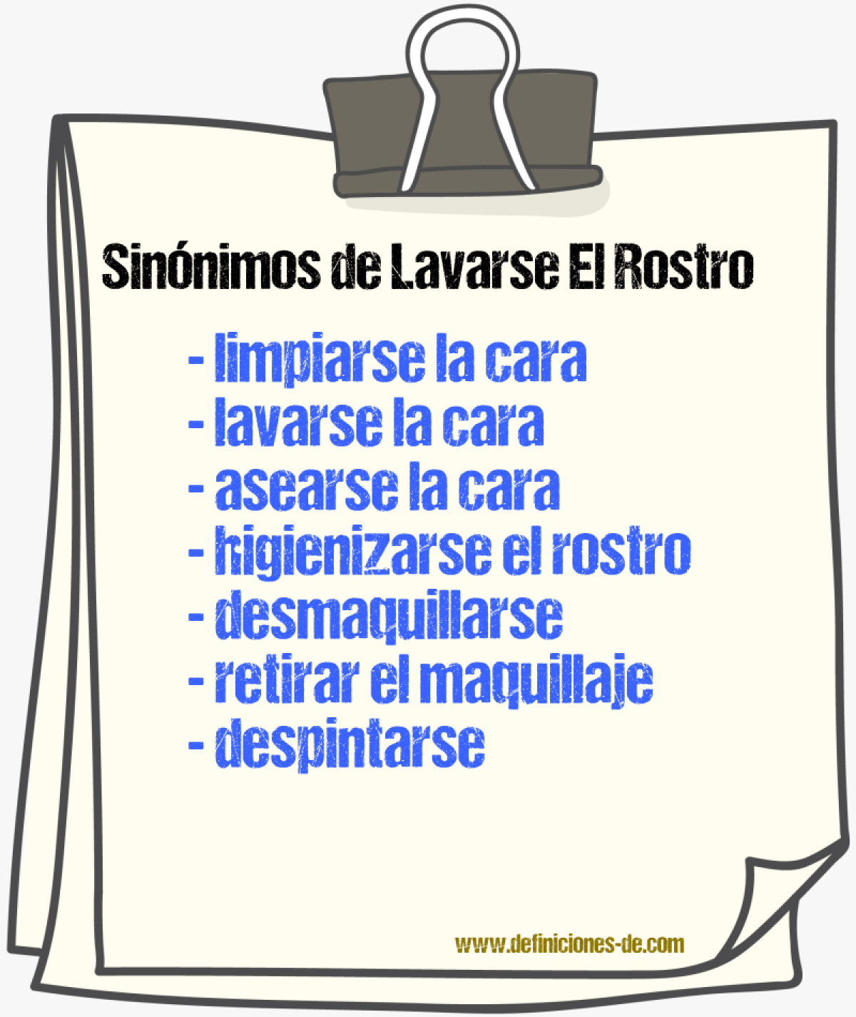 Sinónimos de lavarse el rostro
