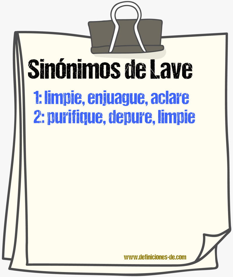 Sinónimos de lave