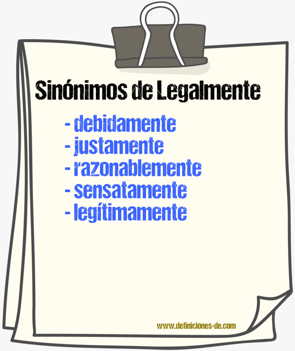 Sinnimos de legalmente