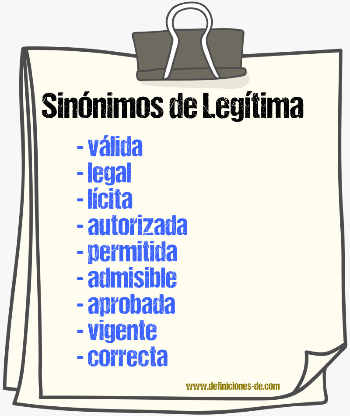 Sinónimos de legítima
