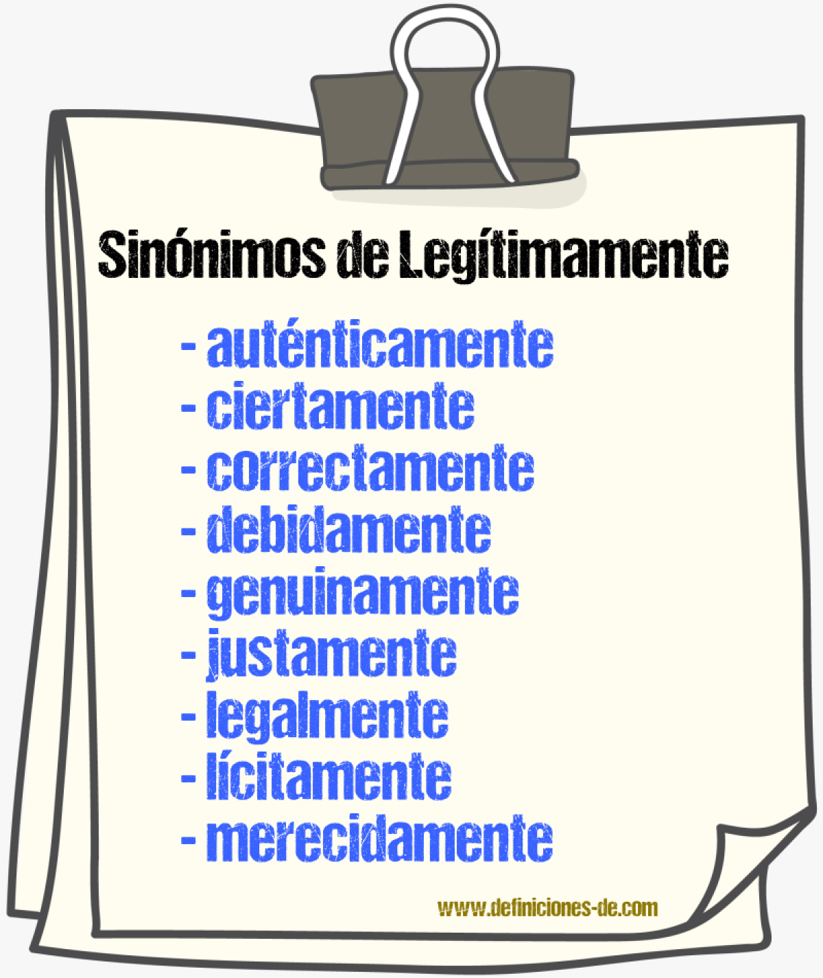 Sinnimos de legtimamente