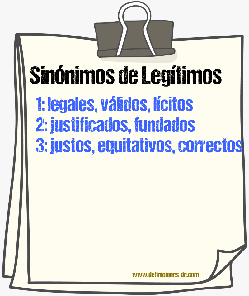 Sinónimos de legítimos