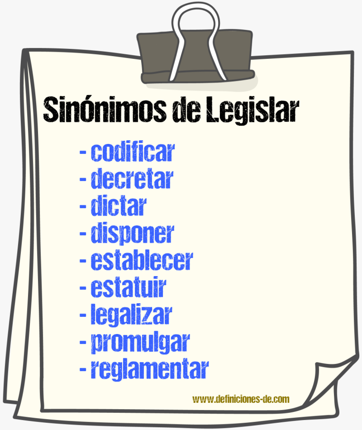 Sinnimos de legislar