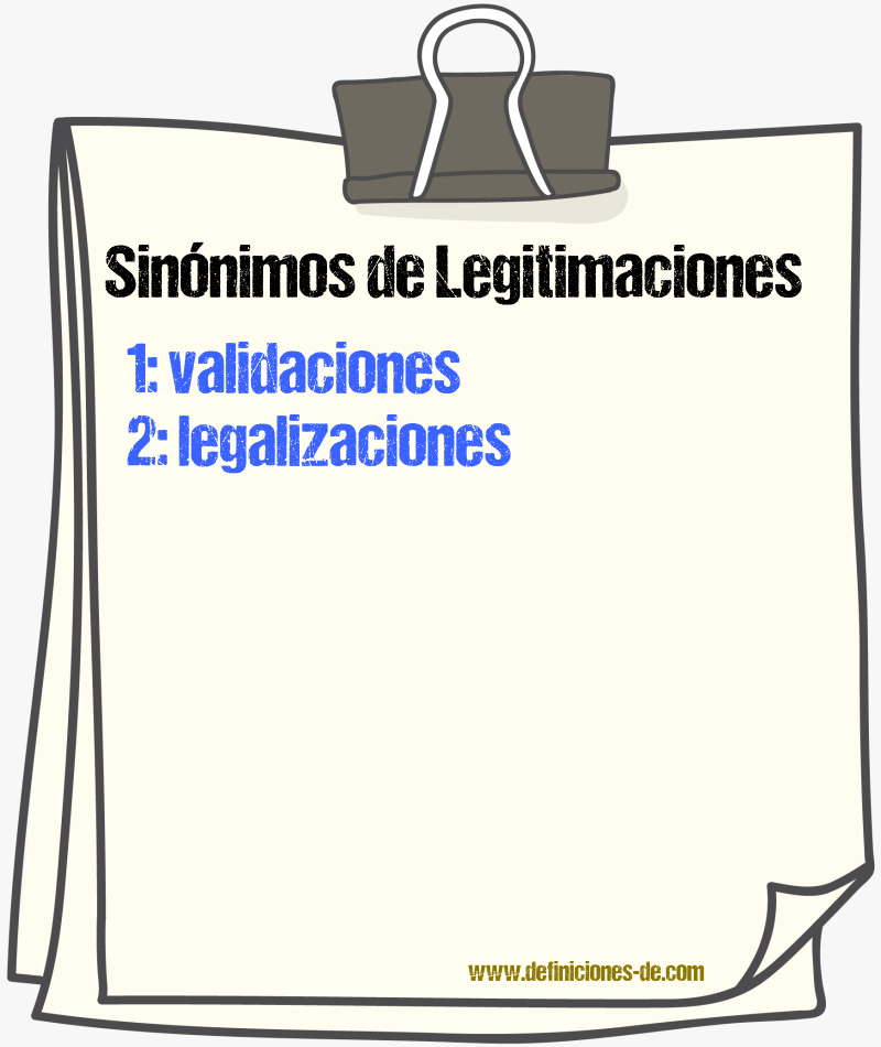 Sinónimos de legitimaciones