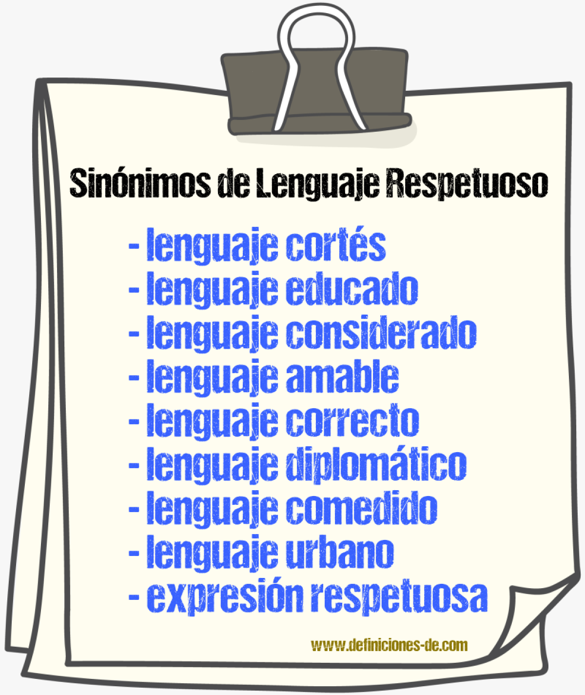 Sinónimos de lenguaje respetuoso