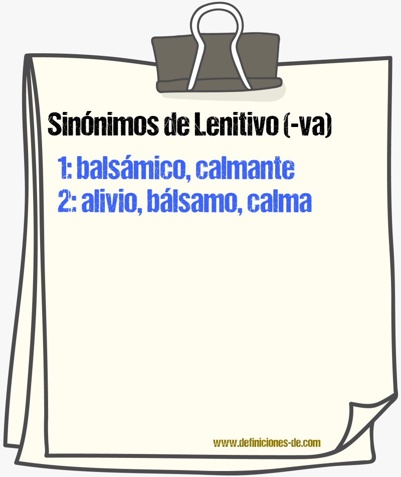 Sinnimos de lenitivo