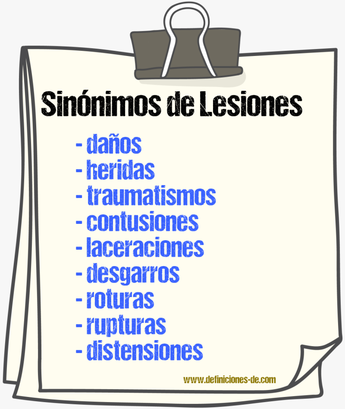 Sinónimos de lesiones