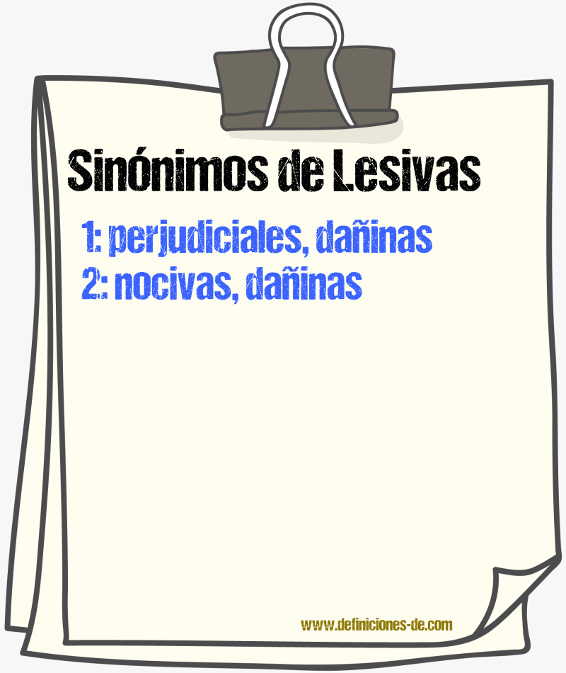 Sinónimos de lesivas
