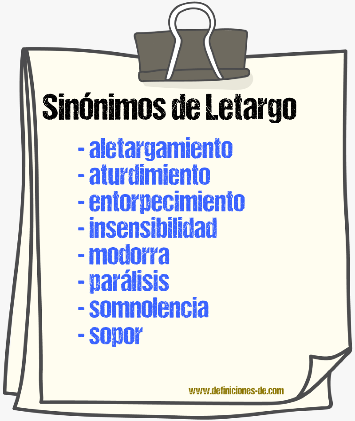 Sinnimos de letargo