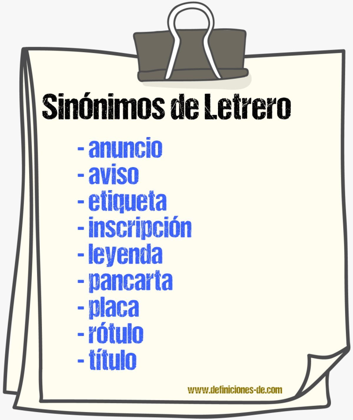 Sinnimos de letrero