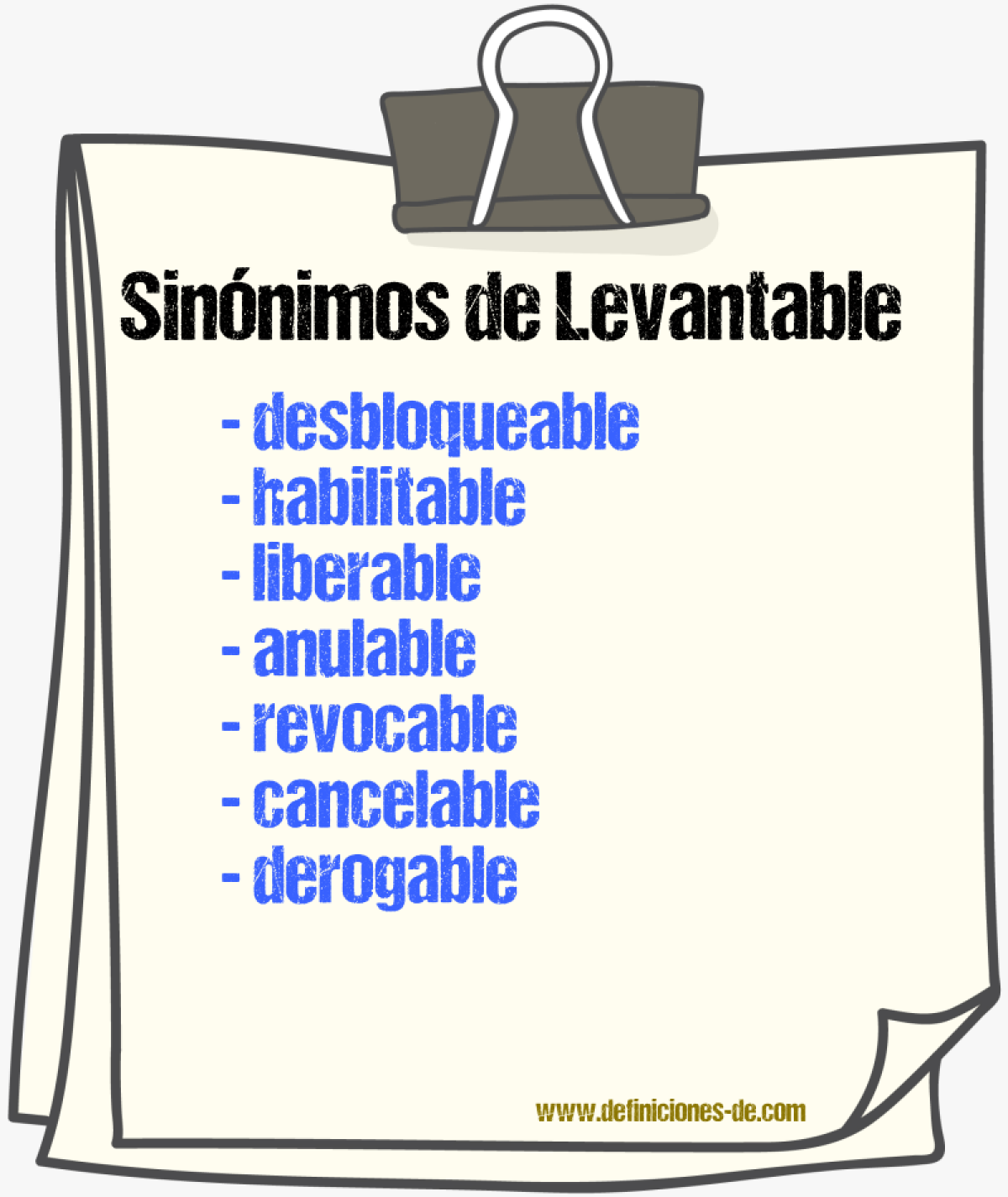 Sinónimos de levantable
