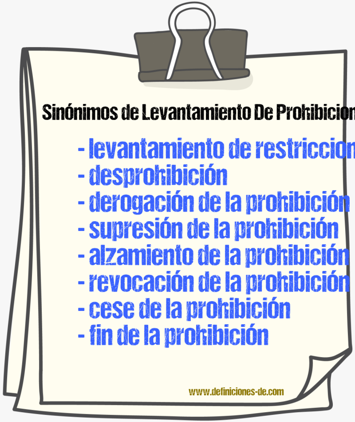 Sinónimos de levantamiento de prohibiciones