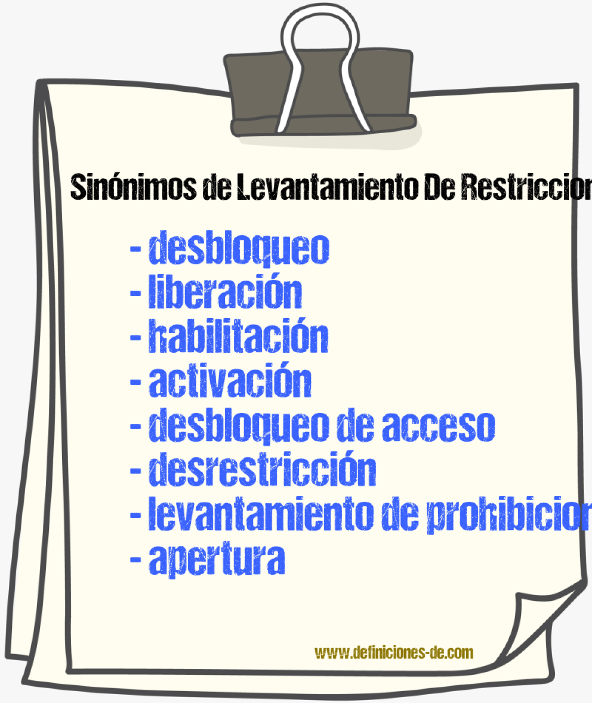 Sinónimos de levantamiento de restricciones