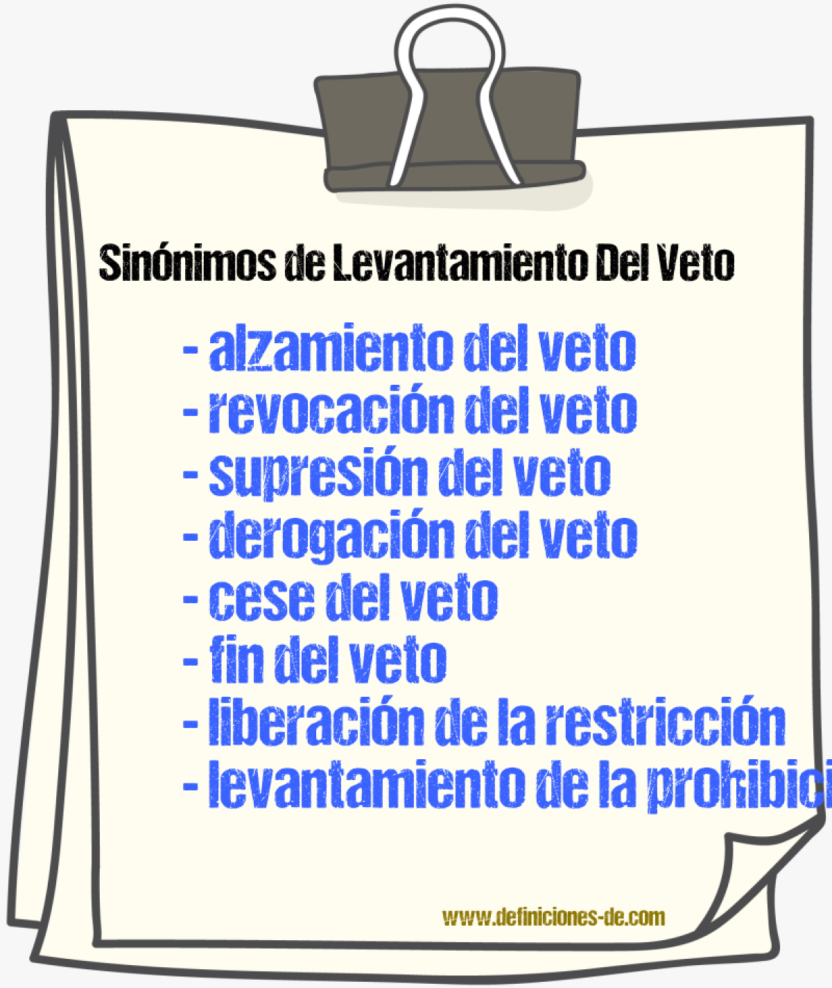 Sinónimos de levantamiento del veto