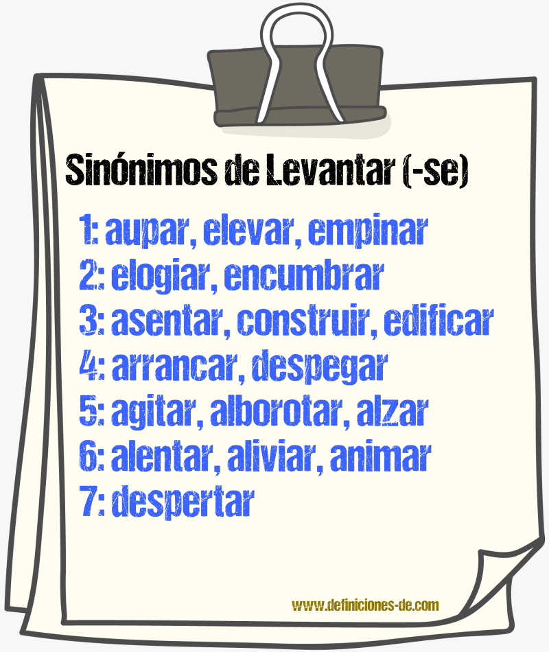 Sinnimos de levantar