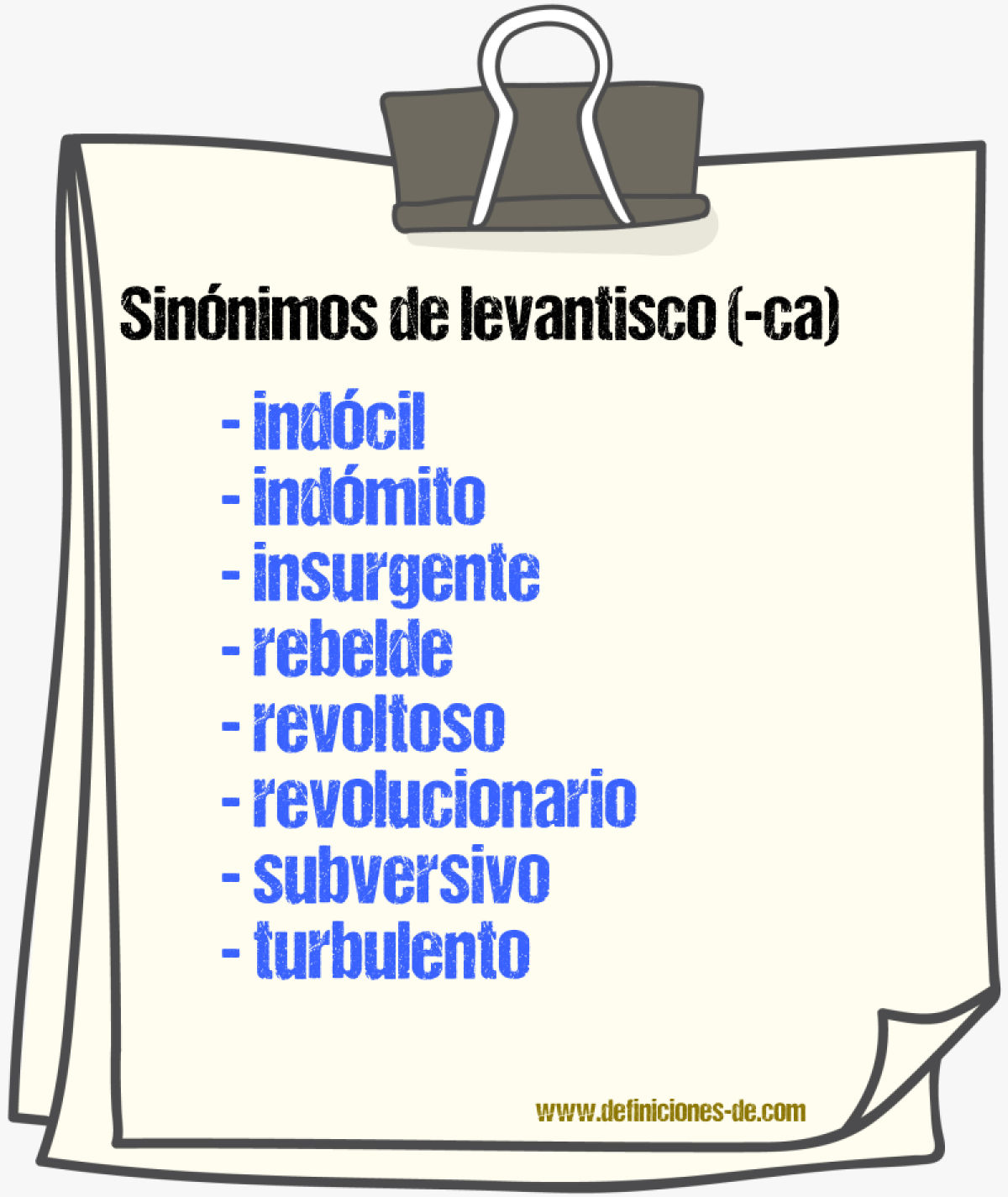 Sinnimos de levantisco