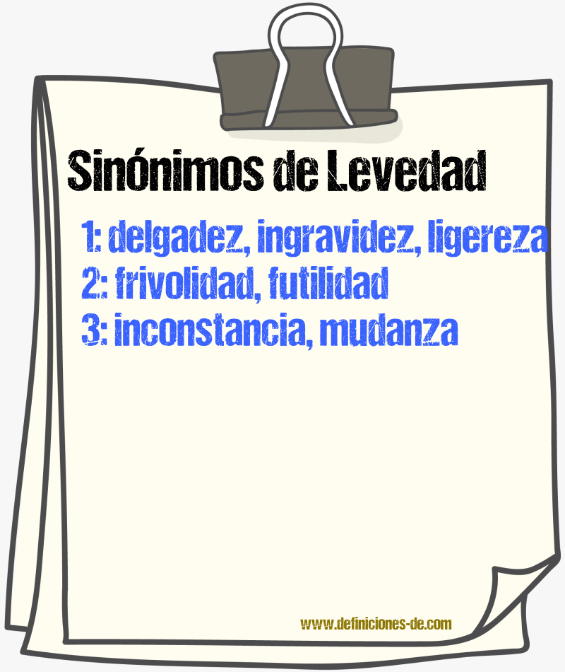 Sinnimos de levedad