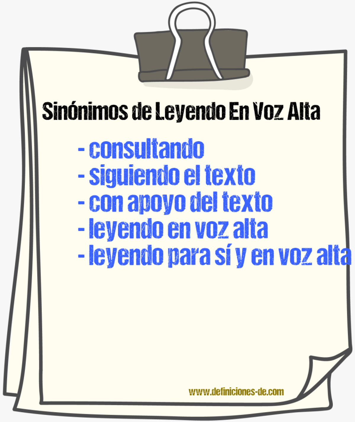 Sinónimos de leyendo en voz alta
