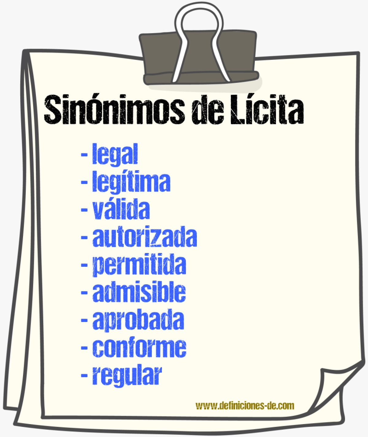 Sinónimos de lícita